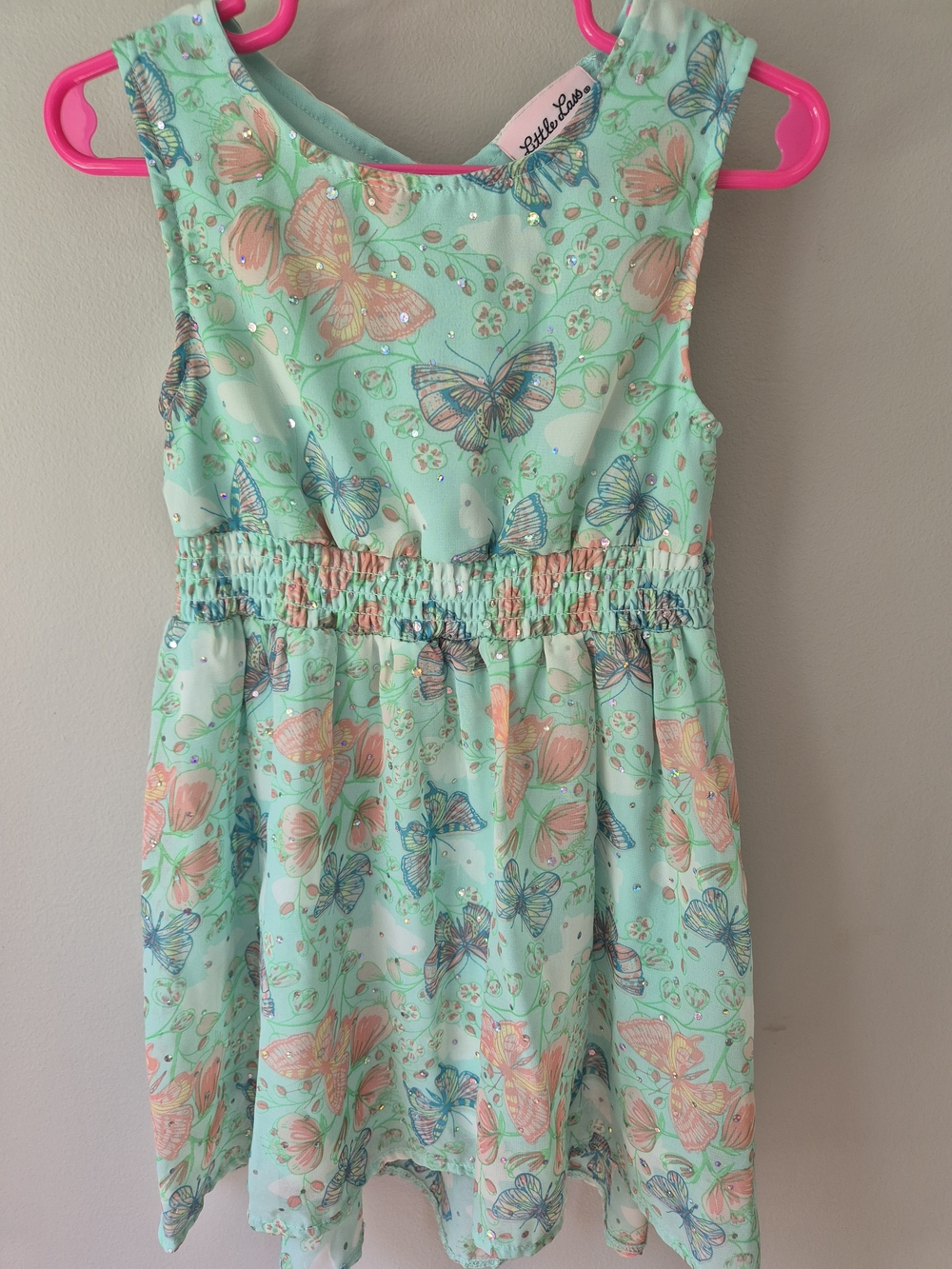 Little Lass Girls Butterfly Print Sparkle Dress Size 3T